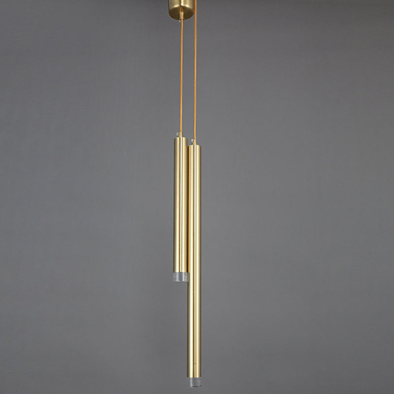 Gold Finish Tubular Spotlight Minimalist LED Metal Pendant Light for Open Kitchen