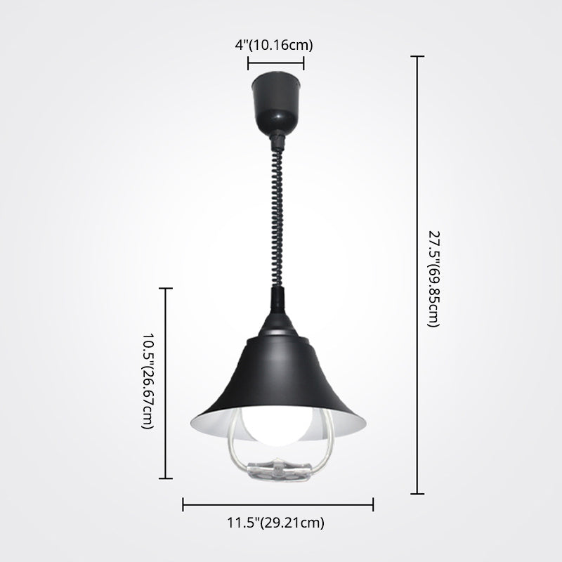 Schwarz-Bell-förmige hängende leichte nordische 1-Sperren-Metall-Suspensions-Lampe mit elastischer Kabel und Griff
