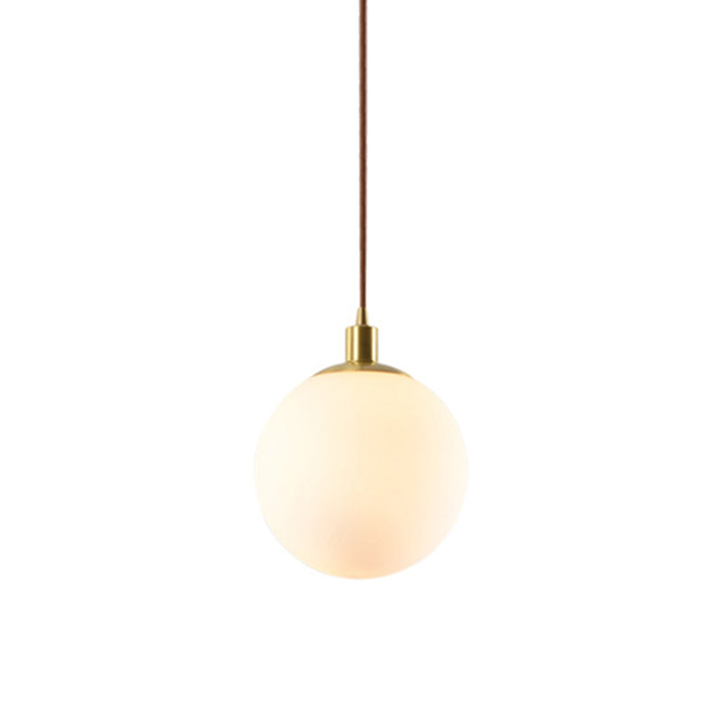 Mid-Century Design Globe Hanging Lamp Opal Frosted Glass Shade 1 Light Pendant Light