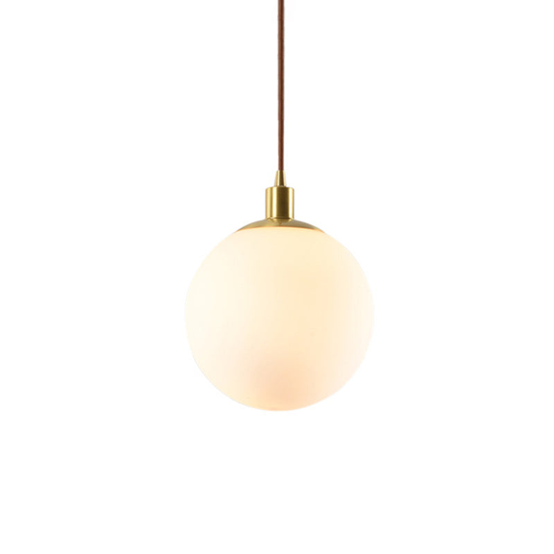 Mid-Century Design Globe Hanging Lamp Opal Frosted Glass Shade 1 Light Pendant Light
