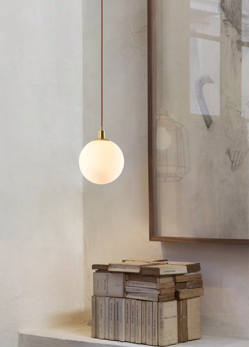 Mid-Century Design Globe Hanging Lamp Opal Frosted Glass Shade 1 Light Pendant Light