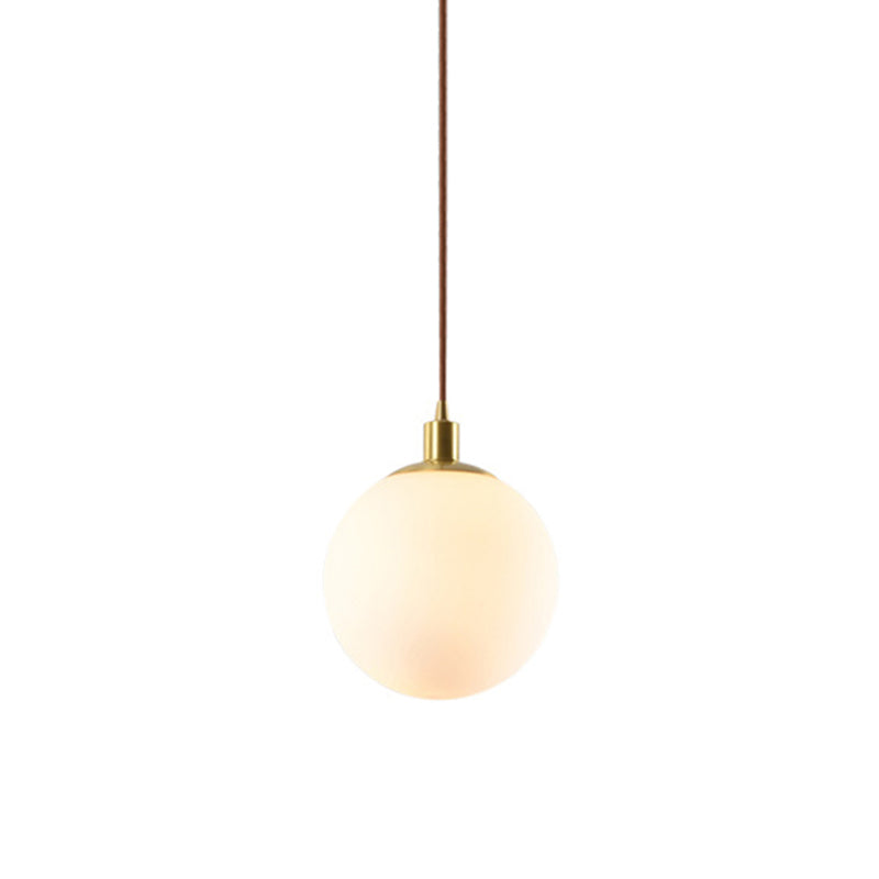 1 Light Spherical Pendant Lamp Modern Minimalist Opal Glass Hanging Lamp for Living Room