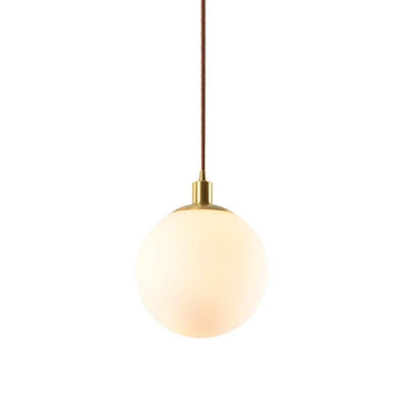 1 Light Spherical Pendant Lamp Modern Minimalist Opal Glass Hanging Lamp for Living Room