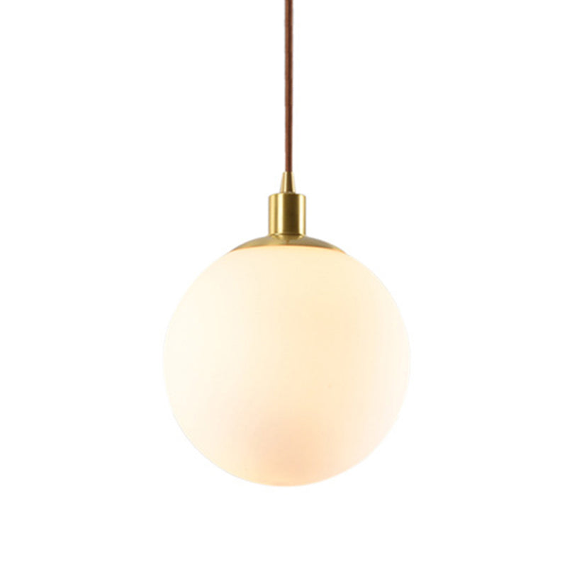 1 Light Spherical Pendant Lamp Modern Minimalist Opal Glass Hanging Lamp for Living Room