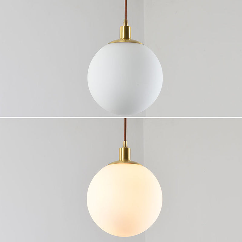 1 Light Spherical Pendant Lamp Modern Minimalist Opal Glass Hanging Lamp for Living Room