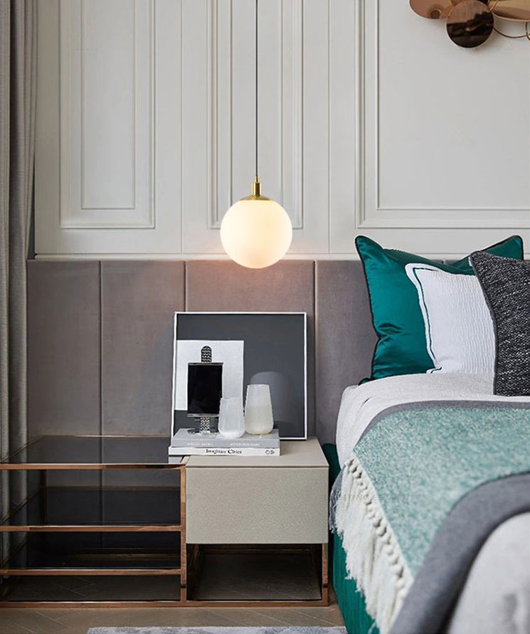 1 Light Spherical Pendant Lamp Modern Minimalist Opal Glass Hanging Lamp for Living Room