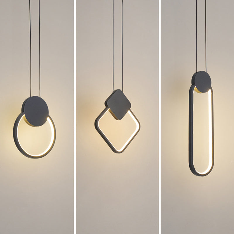 Modern Minimalist Style Cord Hung Hanging Pendant Lights Metal Ceiling Lamp in Black Finish for Bedroom