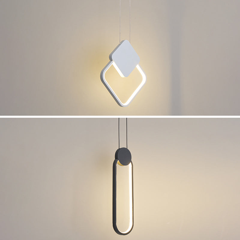 Modern Minimalist Style Cord Hung Hanging Pendant Lights Metal Ceiling Lamp in Black Finish for Bedroom