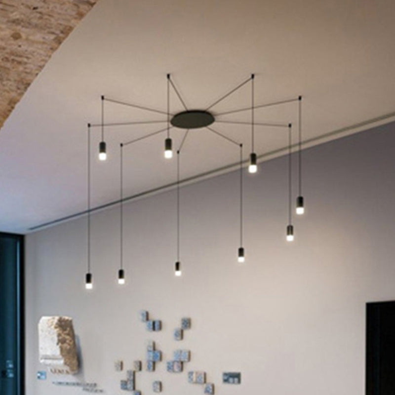 Lampada a sospensione lineare nera Lampada di sospensione a LED in metallo minimalista creativo