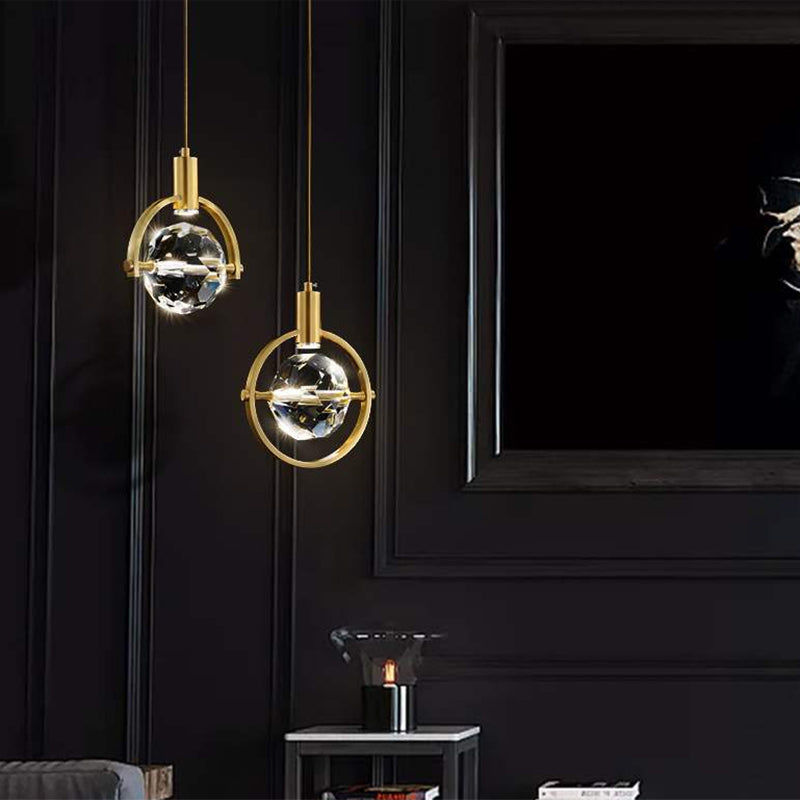 Moderner minimalistischer Stil Globe Einzelanhänger Kristall 1 Licht Anhänger Licht für Esszimmer