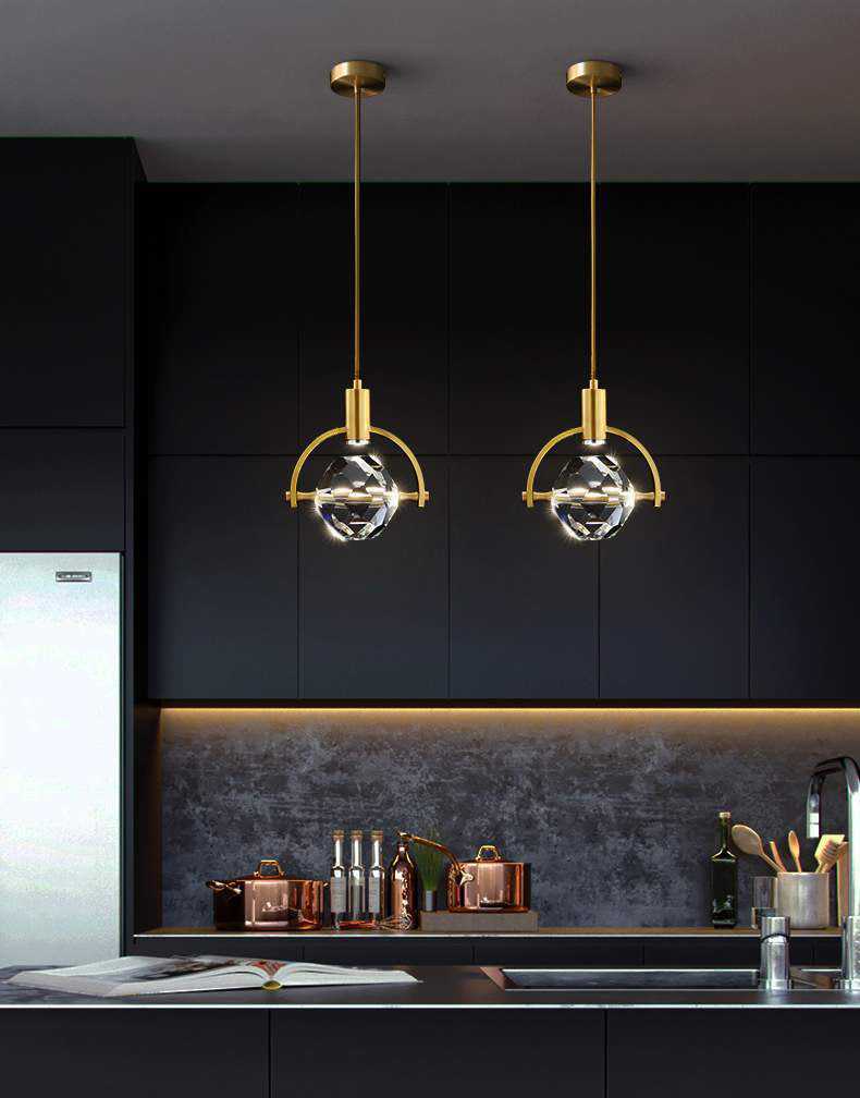 Moderner minimalistischer Stil Globe Einzelanhänger Kristall 1 Licht Anhänger Licht für Esszimmer