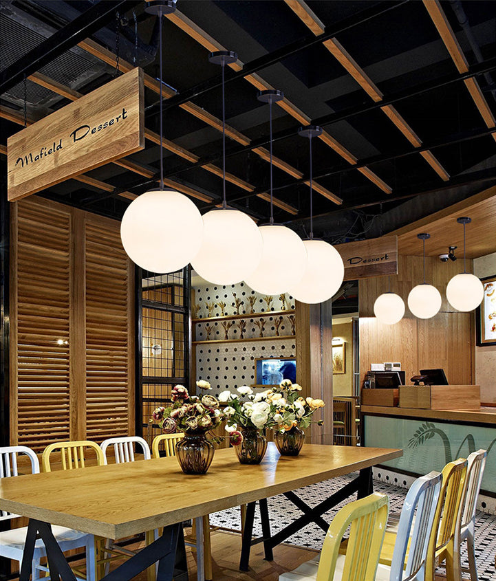 Moderna sfera di design minimalista lampada sospesa Opal Glass Glass Glass 1 Luce Light Light