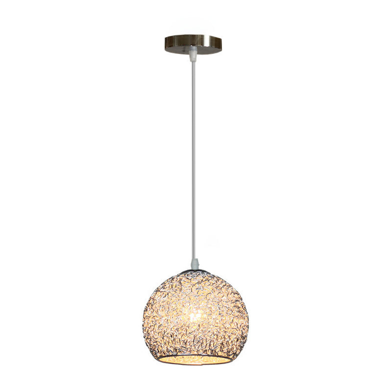 Aluminum Wire Spherical Pendant Macaron Style 1-Light Suspended Lighting Fixture