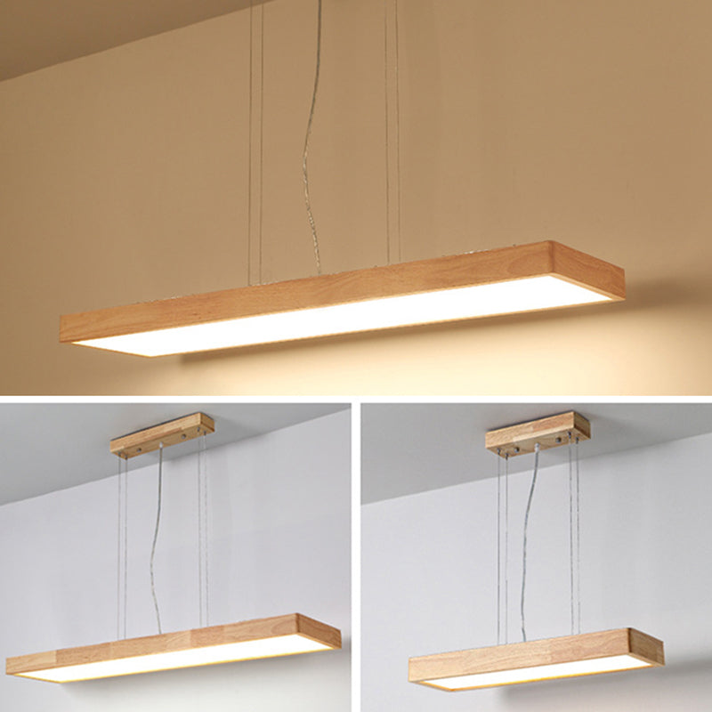 Moderne minimalistische stijl rechthoek hanglampverlichtingsarmatuur houten hangende lampen voor eetkamer