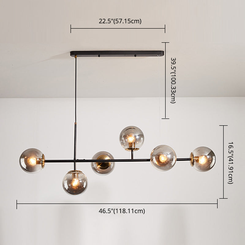 Luces de lámpara de araña de la isla de estilo minimalista moderno Vaso 6 luces de la isla de 6 luces para comedor