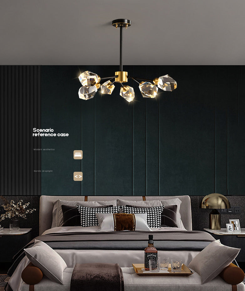 Modern Minimalist Style Spray Hanging Pendant Lights Crystal Pendant Lamp for Living Room