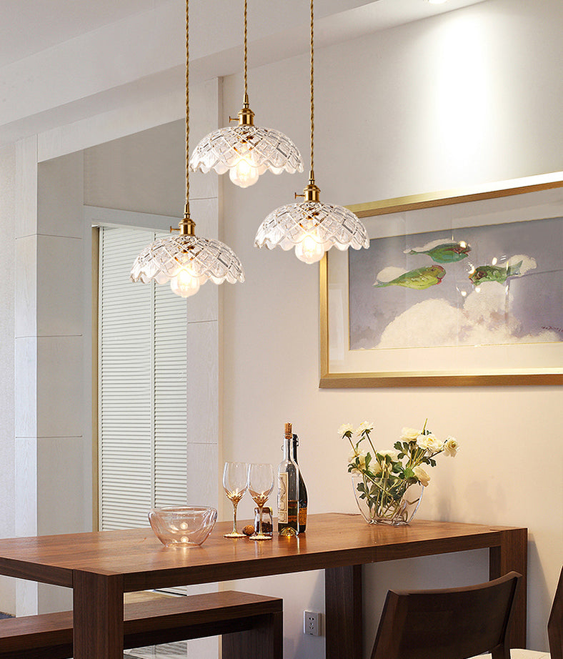 3 Lights Multi Light Pendant Modern Simple Prismatic Glass Hanging Light for Restaurant