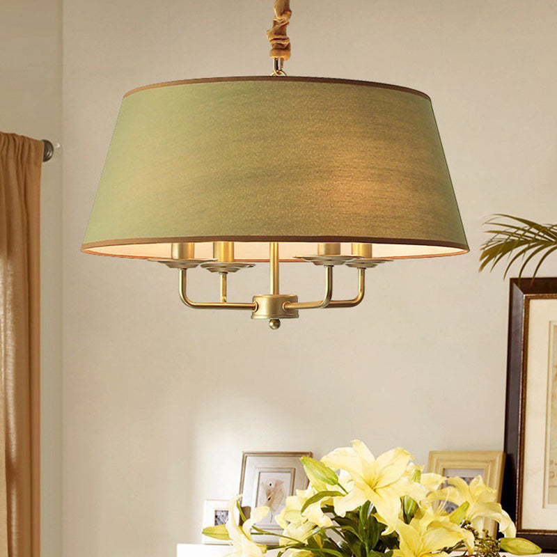 4-Light Traditional Fabric Chandelier Drum Ceiling Light for Dining Room