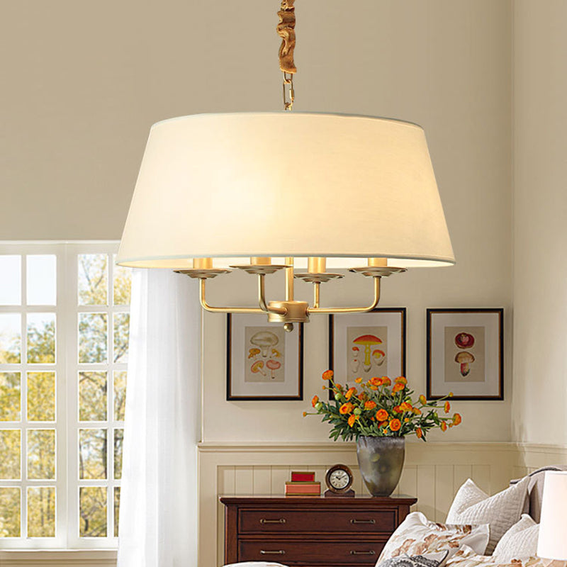 4-Light Traditional Fabric Chandelier à tambour plafond pour salle à manger