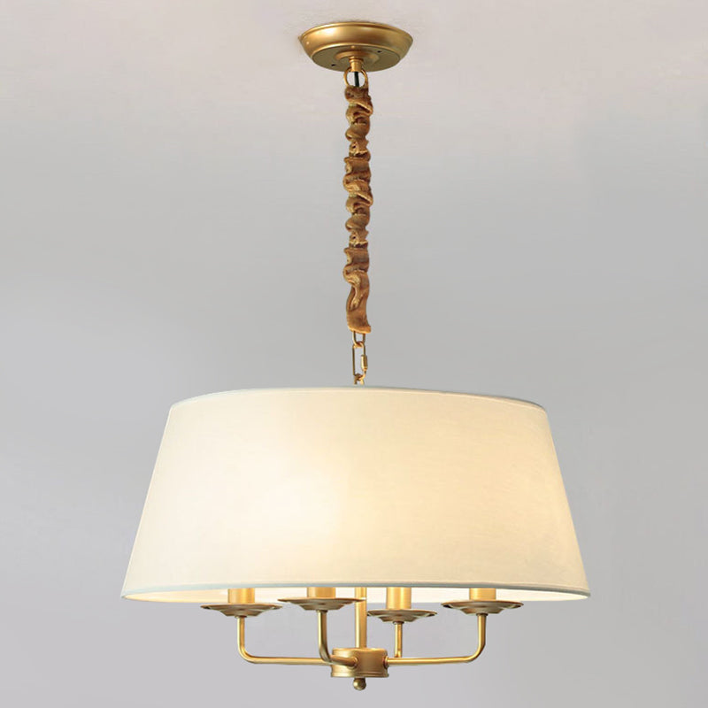 4-Light Traditional Fabric Chandelier Drum Ceiling Light for Dining Room