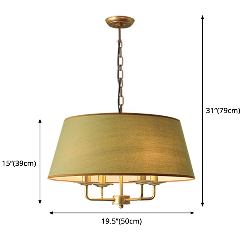 4-Light Traditional Fabric Chandelier Drum Ceiling Light for Dining Room