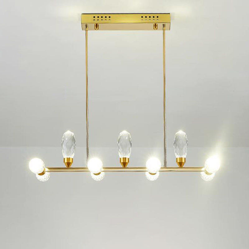 Luz de lámpara lineal de oro Modernismo 11/14 Cabezas LEJ de cristal LED para mesa de comedor, 23.5 "/29.5" Long Long