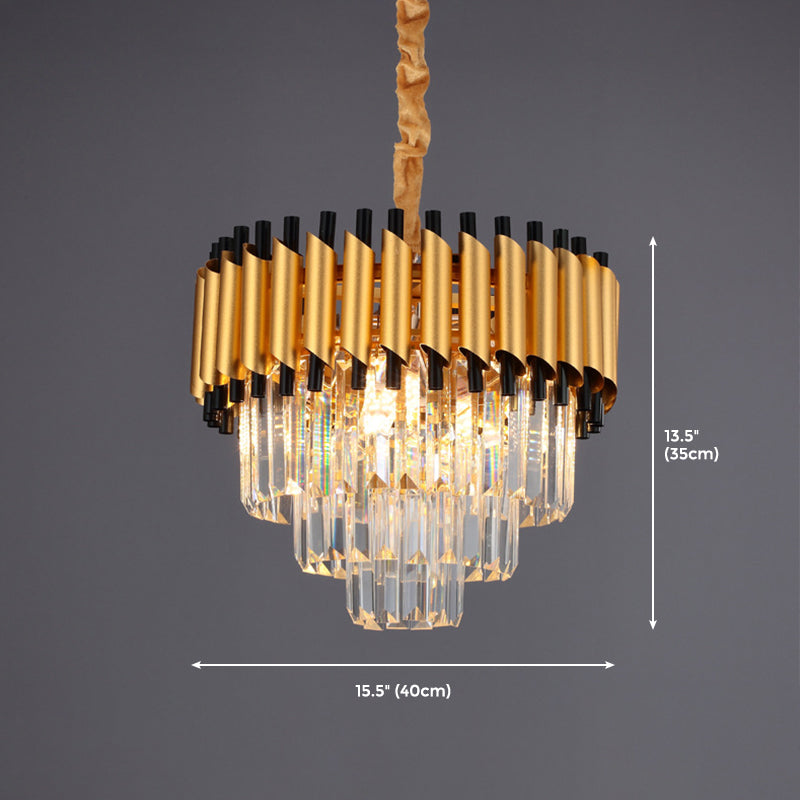 Chandelier à 6 luminaires à plafond en cristal contemporain unique pour salle à manger