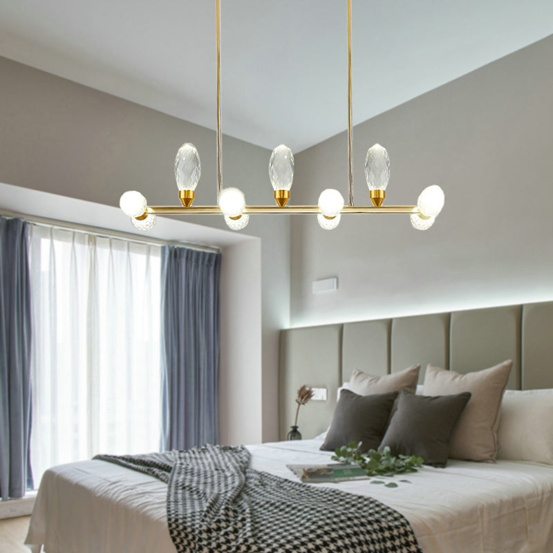 Luz de lámpara lineal de oro Modernismo 11/14 Cabezas LEJ de cristal LED para mesa de comedor, 23.5 "/29.5" Long Long