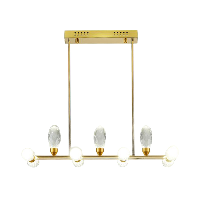Luz de lámpara lineal de oro Modernismo 11/14 Cabezas LEJ de cristal LED para mesa de comedor, 23.5 "/29.5" Long Long
