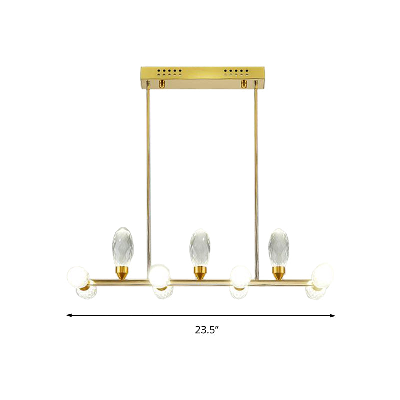 Luz de lámpara lineal de oro Modernismo 11/14 Cabezas LEJ de cristal LED para mesa de comedor, 23.5 "/29.5" Long Long