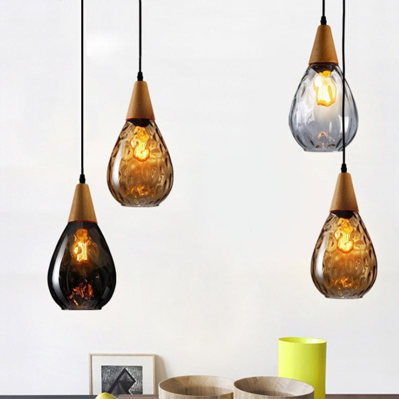 1-Light Modern Teardrop Ceiling Light with Glass Shade