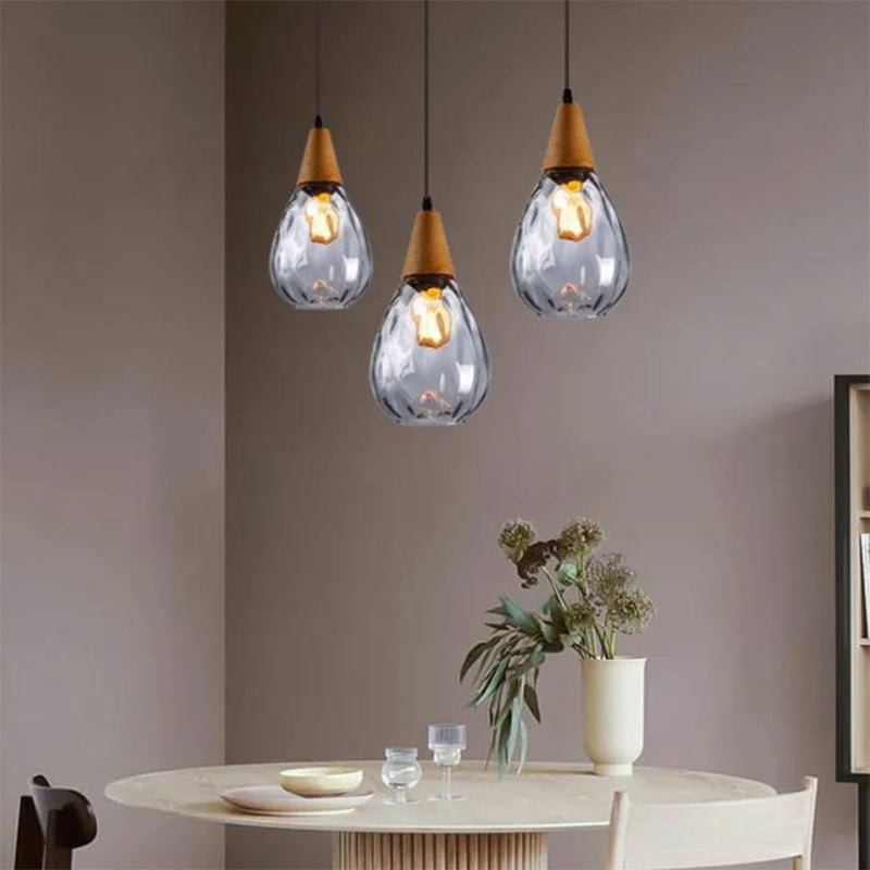 1-Light Modern Teardrop Ceiling Light with Glass Shade