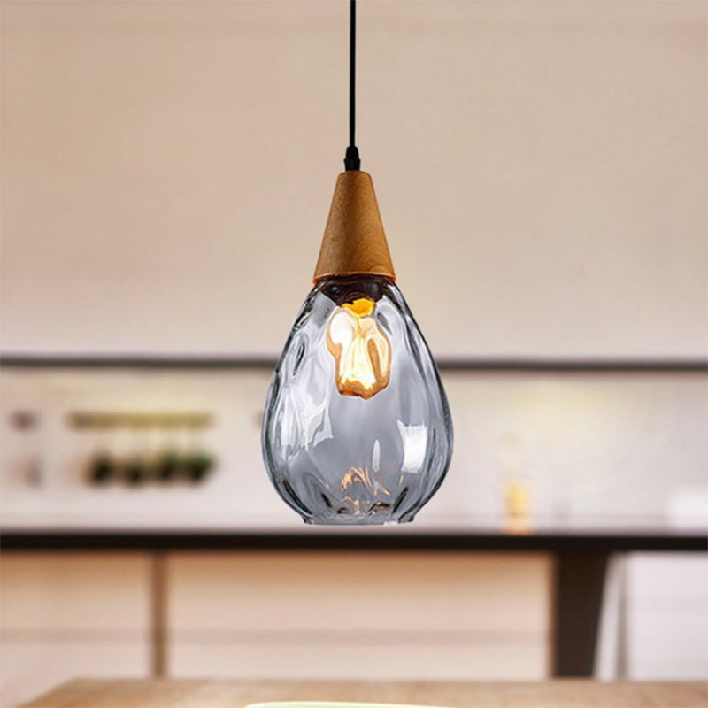 1-Light Modern Teardrop Ceiling Light with Glass Shade