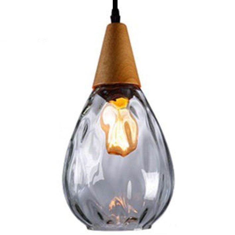 1-Light Modern Teardrop Ceiling Light with Glass Shade