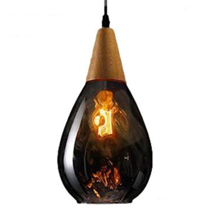 1-Light Modern Teardrop Ceiling Light with Glass Shade