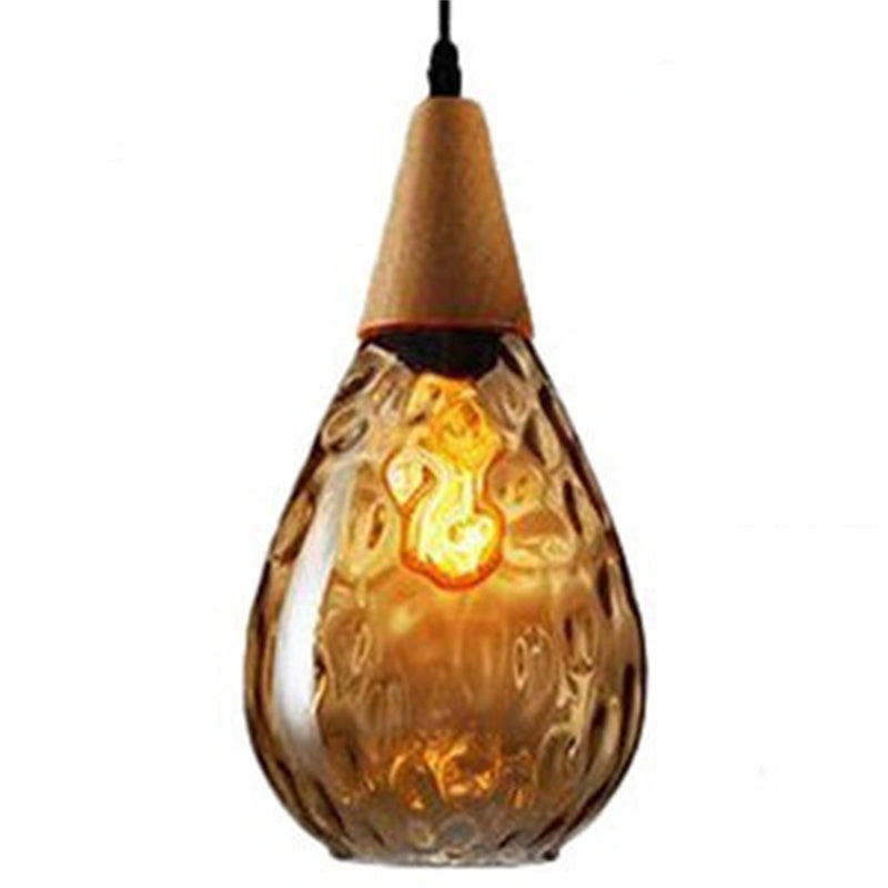1-Light Modern Teardrop Ceiling Light with Glass Shade