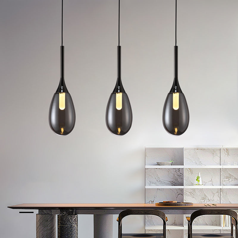 1-Light Modern Teardrop Ceiling Light with Glass Shade