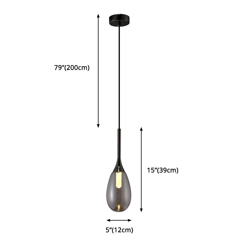 1-Light Modern Teardrop Ceiling Light with Glass Shade