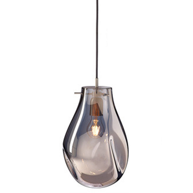 Modern Teardrop Ceiling Light with Colorful Glass Shade Single Pendant Lighting