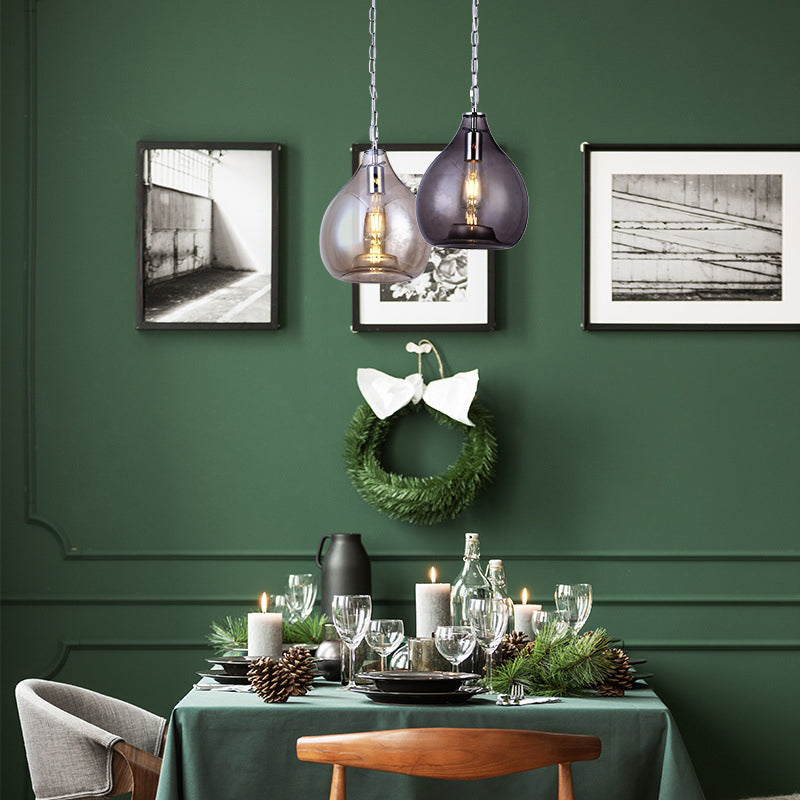 1-Light Contemporary Style Teardrop Shape Pendant Lighting