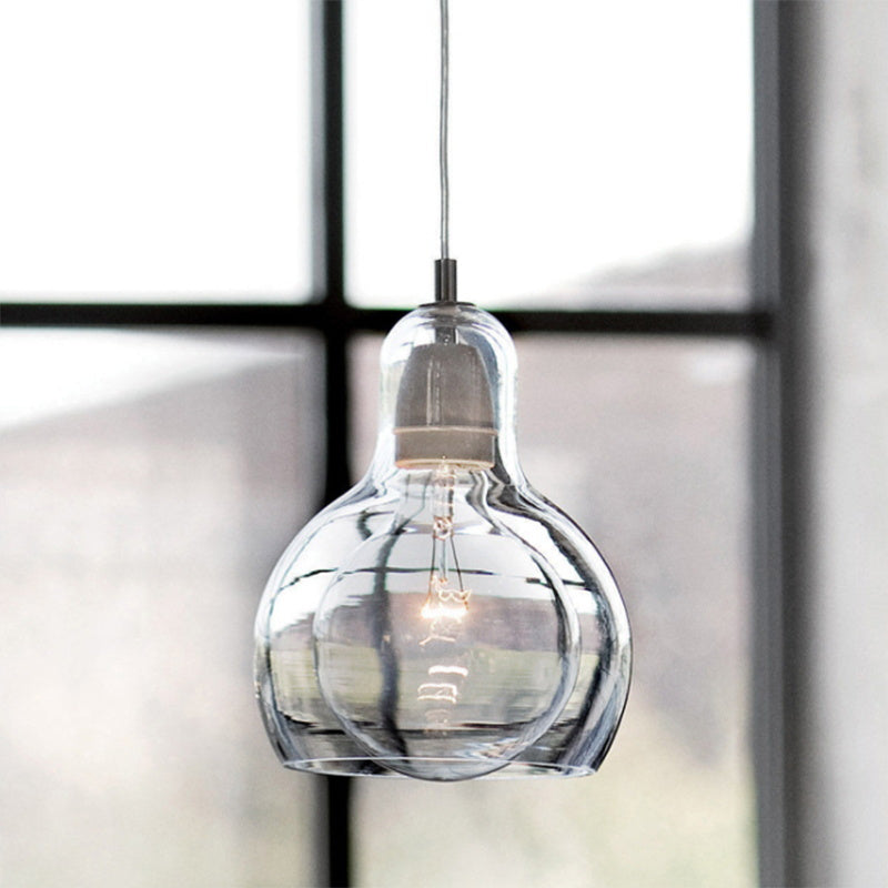 Modern Teardrop Ceiling Light with Clear Glass Shade Single Pendant Lighting