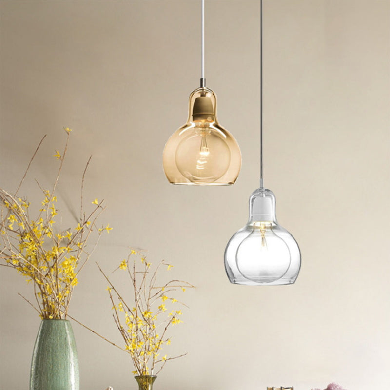 Modern Teardrop Ceiling Light with Clear Glass Shade Single Pendant Lighting