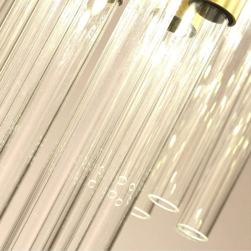 Gold Sputnik Semi Flush Mount Light Postmodern 7 Heads Fluted Crystal Ceiling Light Fixture