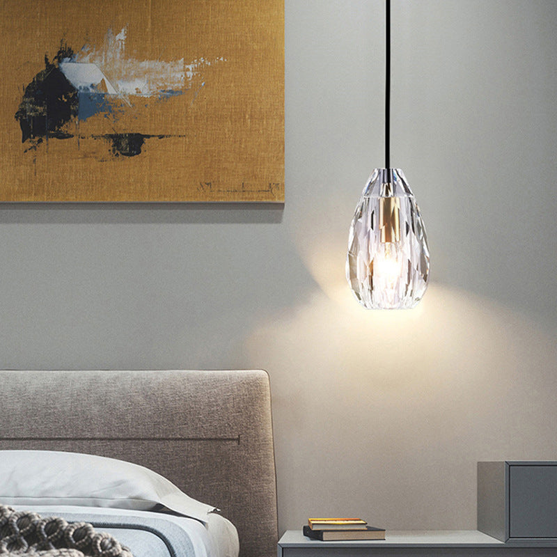 1-Light Modern Teardrop Ceiling Light with Glass Shade