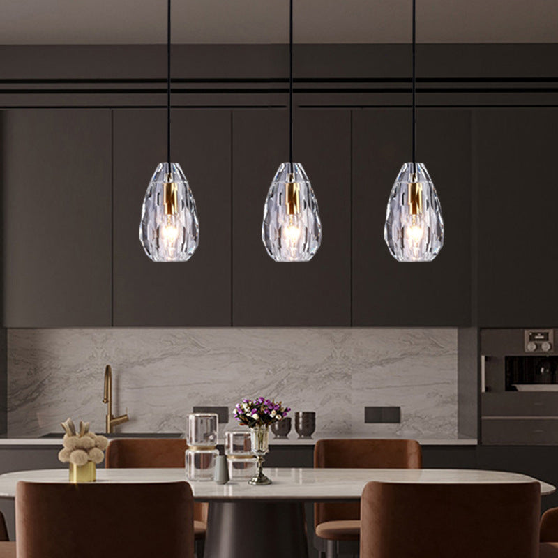 1-Light Modern Teardrop Ceiling Light with Glass Shade