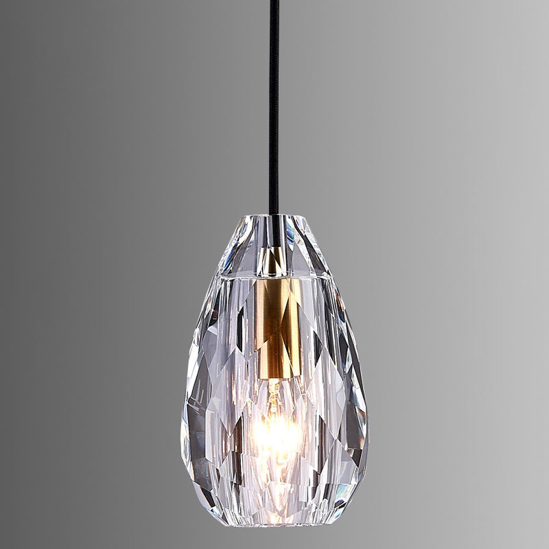 1-Light Modern Teardrop Ceiling Light with Glass Shade