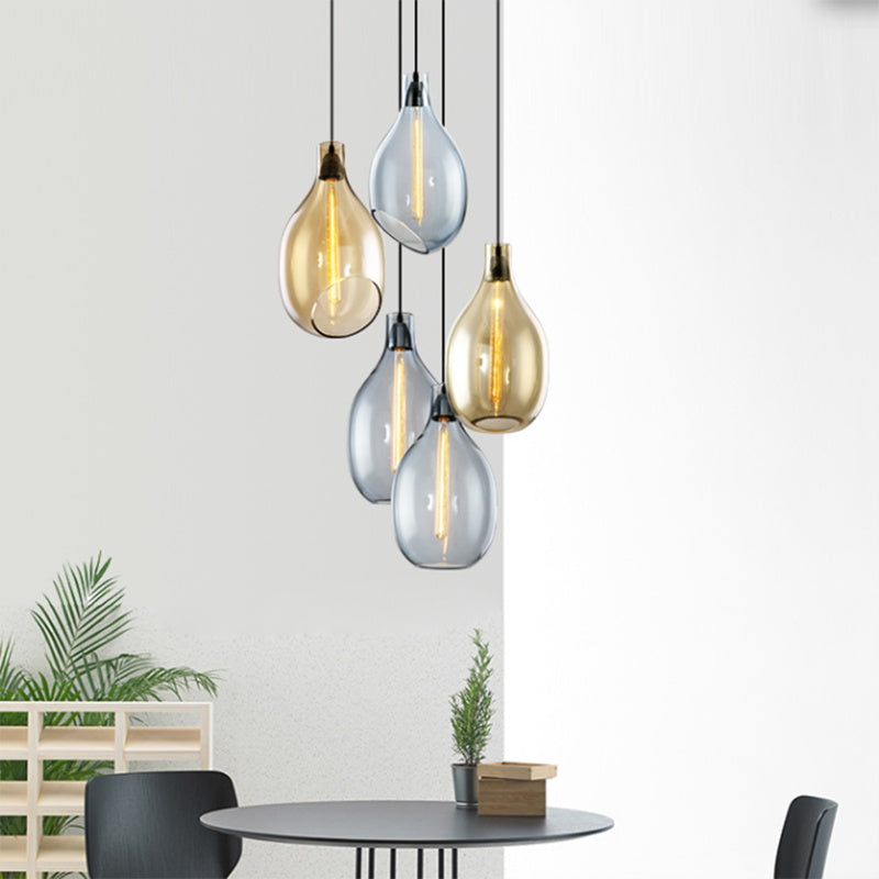 Modern Teardrop Ceiling Light with Clear Glass Shade Single Pendant Lighting