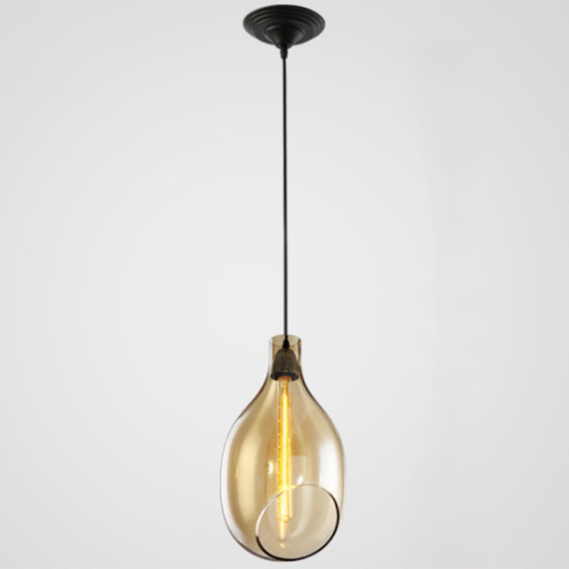 Modern Teardrop Ceiling Light with Clear Glass Shade Single Pendant Lighting
