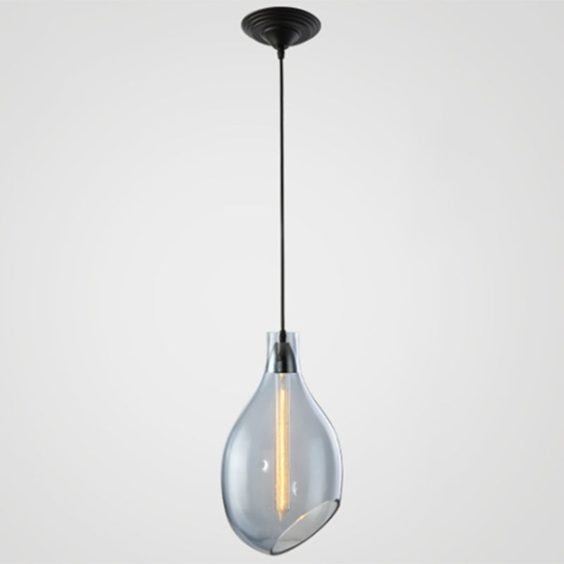 Modern Teardrop Ceiling Light with Clear Glass Shade Single Pendant Lighting
