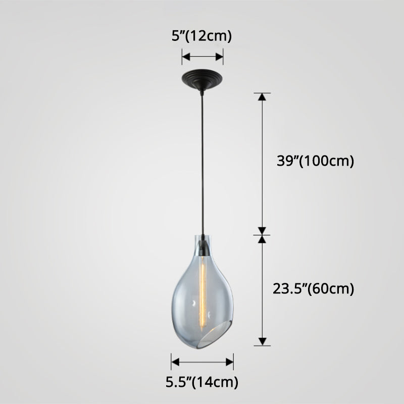 Modern Teardrop Ceiling Light with Clear Glass Shade Single Pendant Lighting